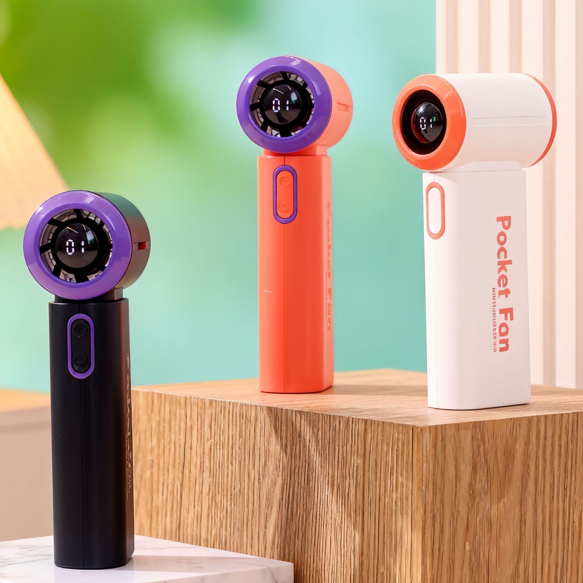 Portable Mini Fan with LED Display USB Rechargeable Compact Lightweight Unisex