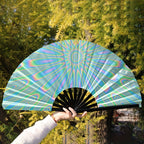 Ladies Folding Fan Colorful Butterfly and Lip Print Motif Lightweight Accessory