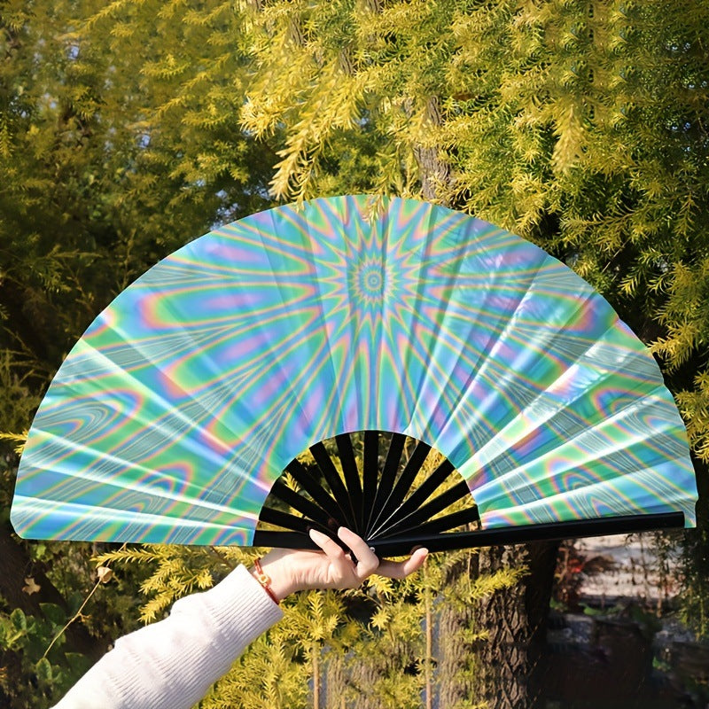 Ladies Folding Fan Colorful Butterfly and Lip Print Motif Lightweight Accessory