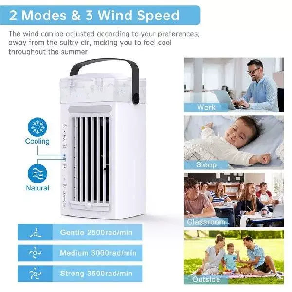 Micro Desktop Evaporative Cooler USB Powered with Replaceable Activated Carbon Cooling Pad Unisex One Size