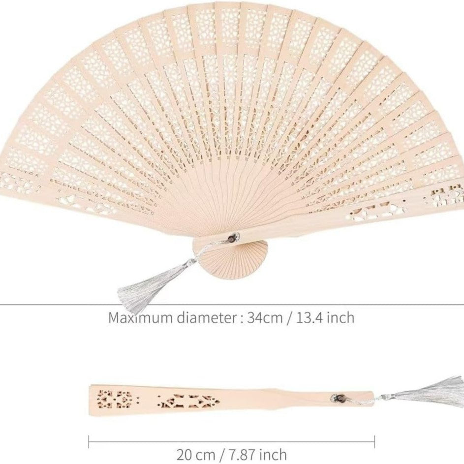 Ladies Decorative Hand Fan Filigree Wood Elegant Lightweight Portable