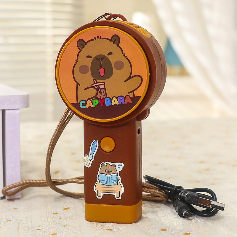 Creative Portable Handheld Fan with Cute Capybara Animal Design USB Rechargeable Lightweight