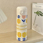 Women’s Insulated Water Bottle Double Wall Leak-Proof Cap Floral Design BPA-Free