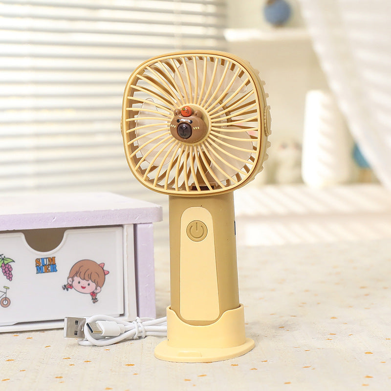 Rechargeable Portable Handheld Fan with Stand Child-Friendly Bear Design