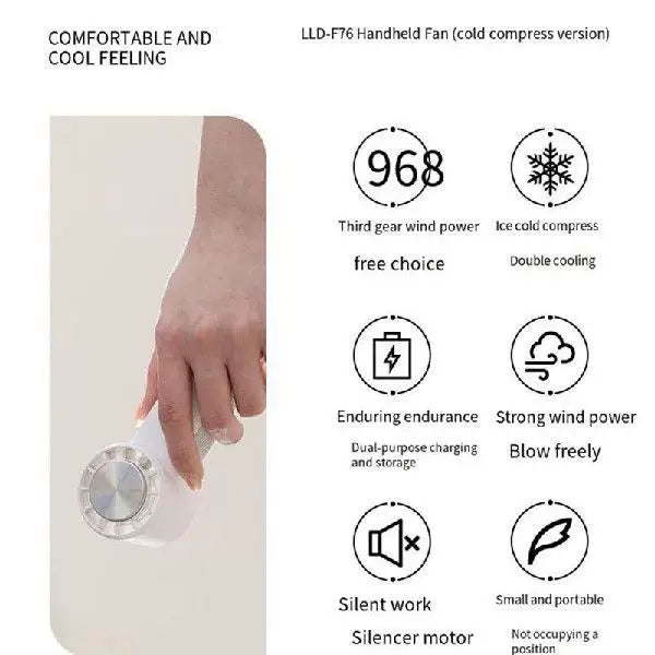 Portable Bladeless Personal Fan USB-C Rechargeable Silent Motor Adjustable Tilt