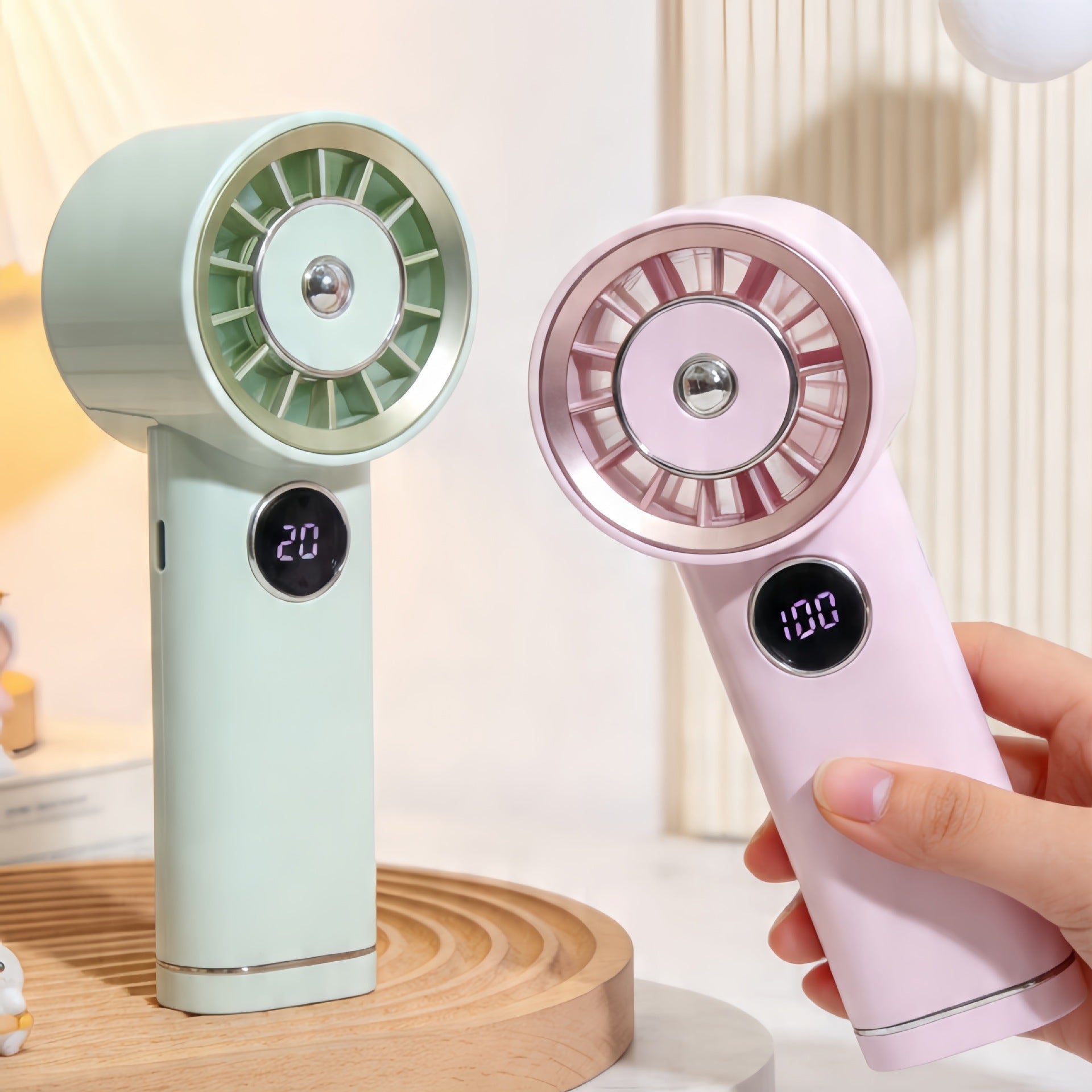Portable USB Hand Fan with LCD Display Rechargeable Adjustable Speed Portable Cooling Fan