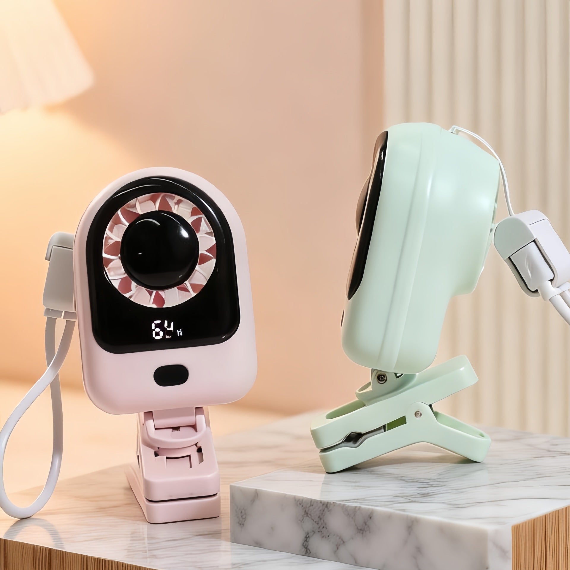 Portable Table Fan with LCD Display USB Charging Port Compact Lightweight for Home Office Travel