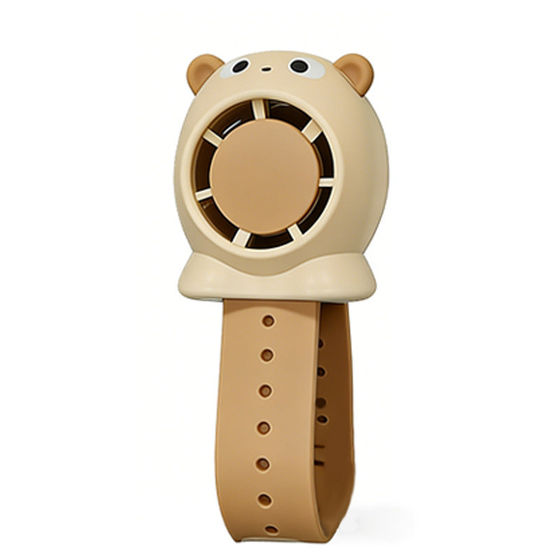 Portable Wrist-Mounted Cooling Fan with Adjustable Speeds and Bear Design Lightweight Rechargeable