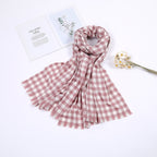 Women's Checked Scarf Soft Lightweight Black and White Cozy Wrap Shawl