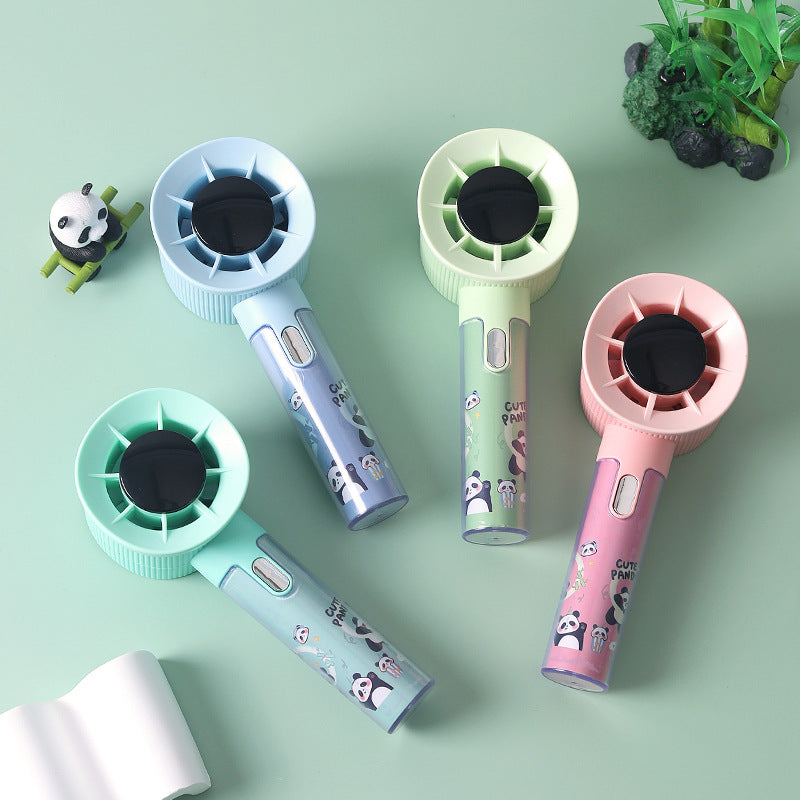 Portable Handheld Fan with Integrated Moisture Container Rechargeable Panda Design
