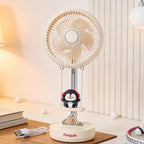 Portable Table Fan with Cute Penguin Design USB Rechargeable Compact Desk Fan