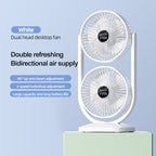 Ladies Table Fan Adjustable Height 3 Speeds Dual Airflow Battery Powered