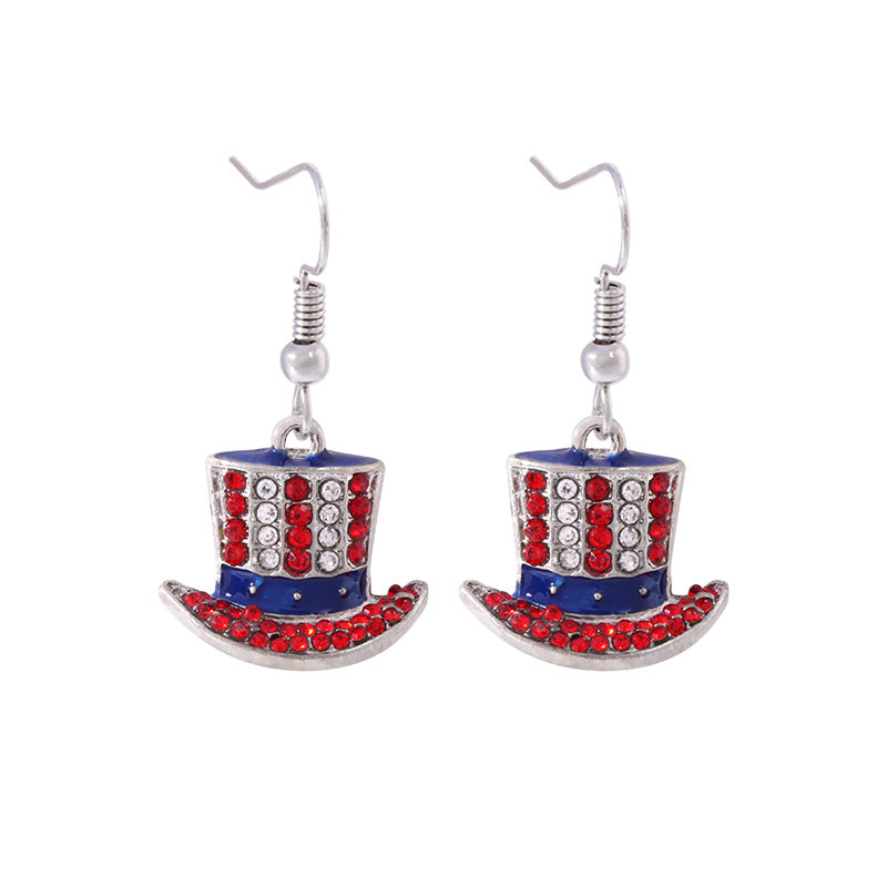 Women's Lightweight Star Earrings Enamel Flag Design Fishhook Closure Zinc Alloy