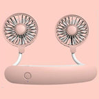 Unisex nano portable double neck fan with silent motor, adjustable fan heads, and rechargeable battery