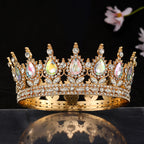 Women’s Crown with Green Gemstones Black Metal Elegant Floral Design