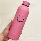 Women’s Stainless Steel Insulated Water Bottle with Smiley Design Leak-Proof Lid