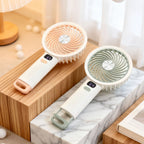 Portable Table Fan with LED Display USB Powered Adjustable Speed Quiet Operation Compact Size