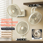 Wall Fan With Automatic Oscillation 5 Speed Levels LED Display Rechargeable Wireless