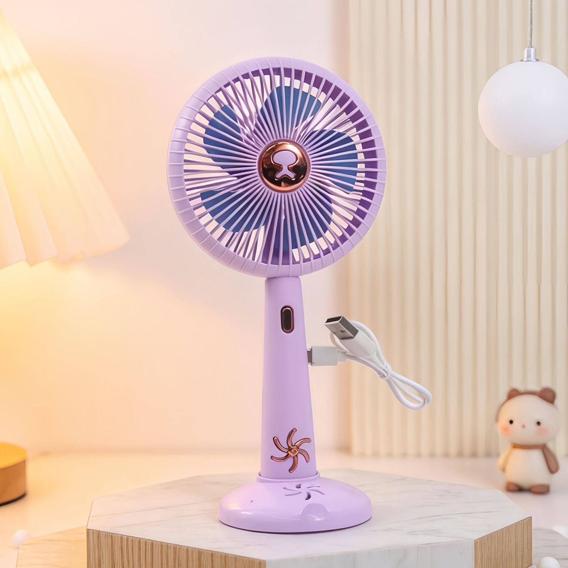 Portable USB Table Fan Rechargeable Battery 3-Speed Adjustable Head Quiet
