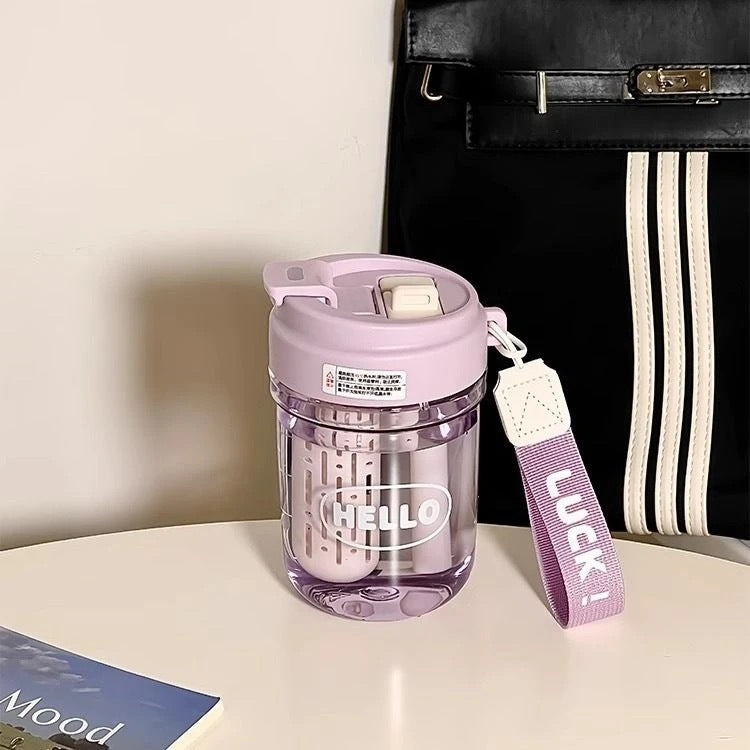 Ladies Stylish BPA-Free Water Bottle with Integrated Carrying System and Leak-Proof Flip Lid