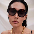 Ladies Hexagonal Sunglasses UV Protection Lightweight Fashionable Frame