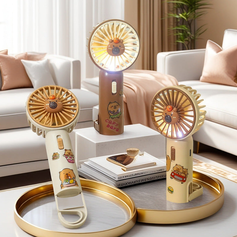 Portable USB Hand Fan with LED Light and Clip Rechargeable Mini Fan