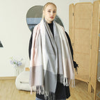 Ladies Patterned Scarf Soft Stylish Design with Fringes for Cold Weather