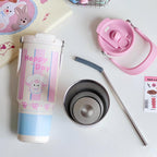 Insulated Stainless Steel Water Bottle for Women with Cute Dog Design Leak-Proof Lid
