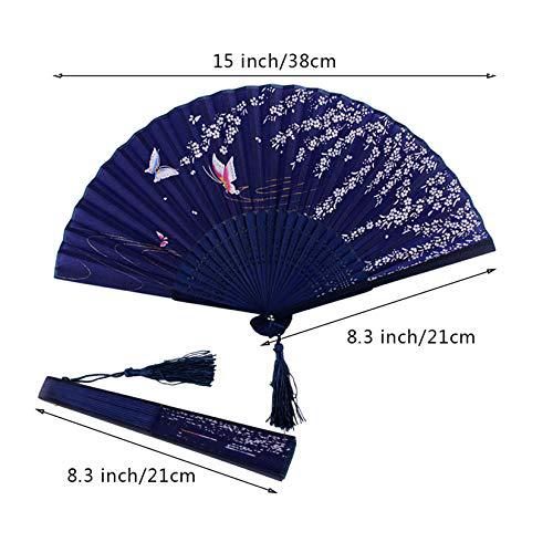 Women Handcrafted Paper and Wood Fan with Floral Design Elegant Portable Accessory