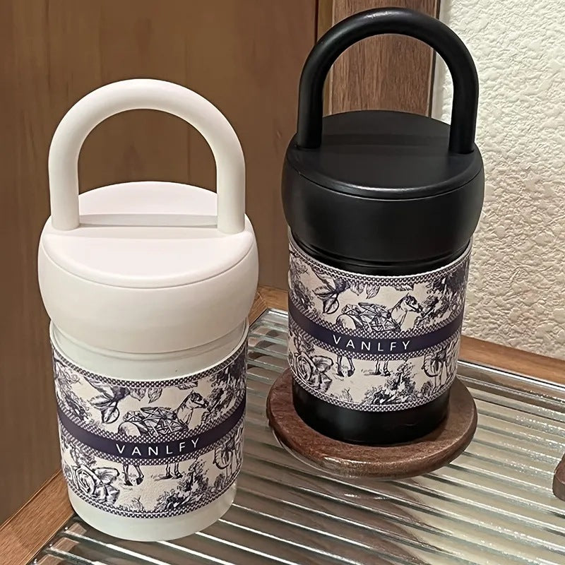 Women's Insulated Travel Mug with Carrying Handle Stylish Thermos Cup