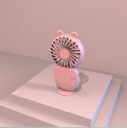 Handheld Mini Fan Cute Cartoon Bear Design Portable USB Rechargeable
