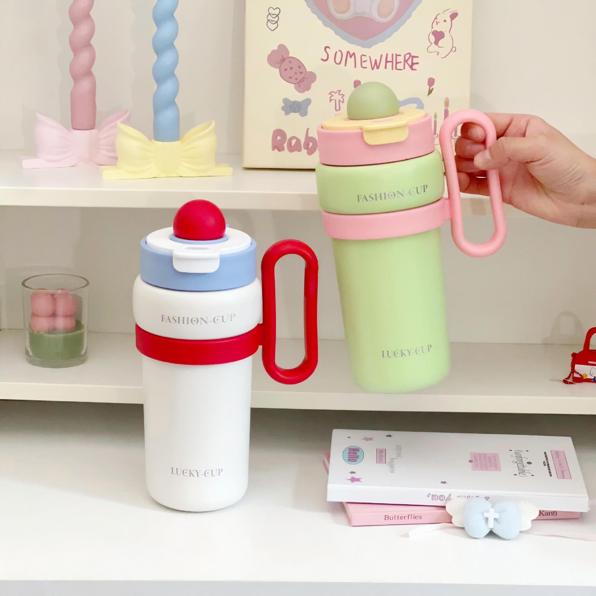 Ladies Insulated Water Bottle BPA-Free Plastic Leak-Proof Lid Ergonomic Handle Multi-Functional