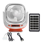 Harrow Solar-Powered Portable Fan with LED Lights USB Charging Multiple Speeds