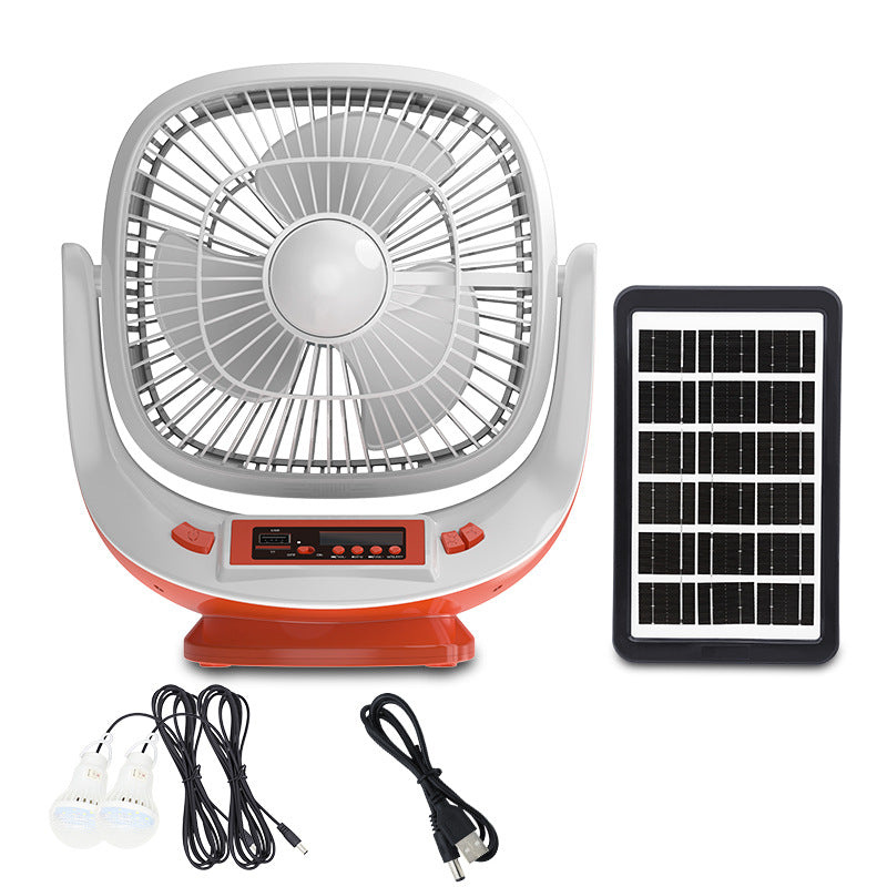Harrow Solar-Powered Portable Fan with LED Lights USB Charging Multiple Speeds