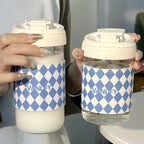 Universal Thermal Mug Glass Insulated Travel Cup with Leak-Proof Flip Lid for Women