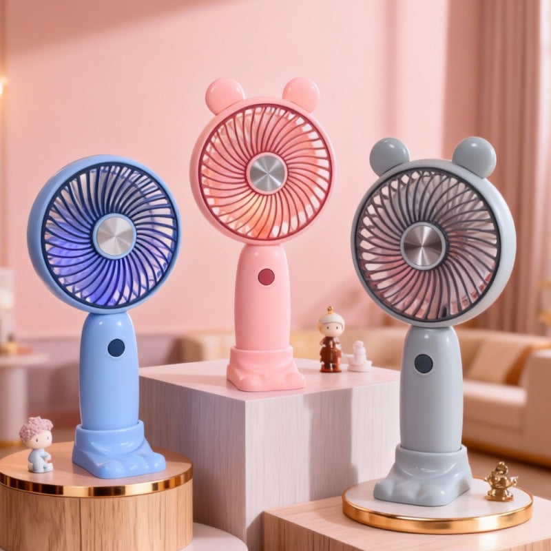 Portable Handheld Fan for Women with LED Light Ergonomic Design Compact Lightweight Battery Powered