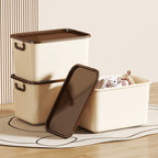 Stylish Plastic Storage Box with Lid and Handles 38x27x23 cm for Home Organization