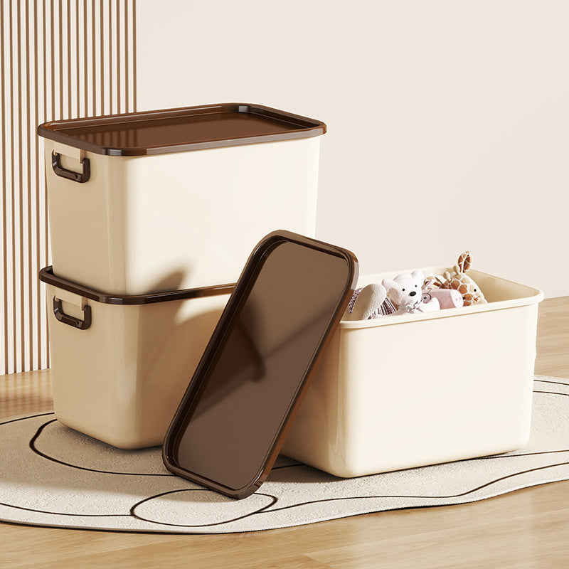 Stylish Plastic Storage Box with Lid and Handles 38x27x23 cm for Home Organization