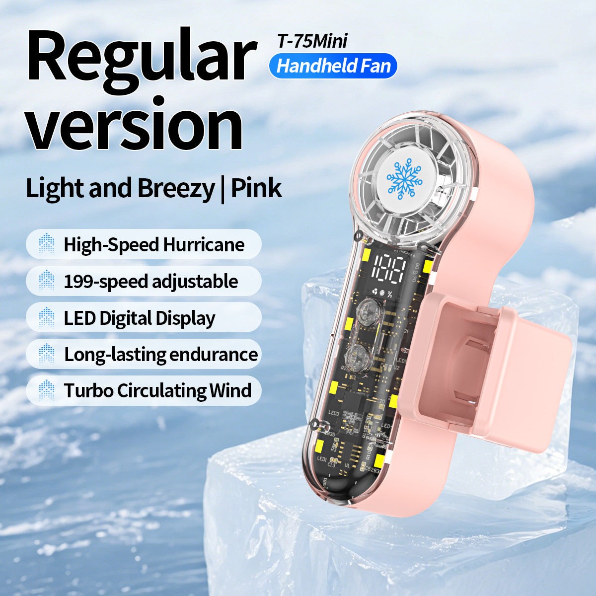Portable High-Speed Handheld Fan with LED Display and Turbo Air Circulation