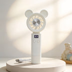 Rechargeable Portable Mini Fan with LCD Display and Bear Ears, Quiet Handheld Fan