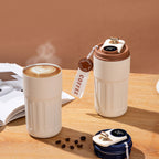 Ladies Insulated Coffee Mug with Flip Lid Non-Slip Grip Spill-Resistant Reusable