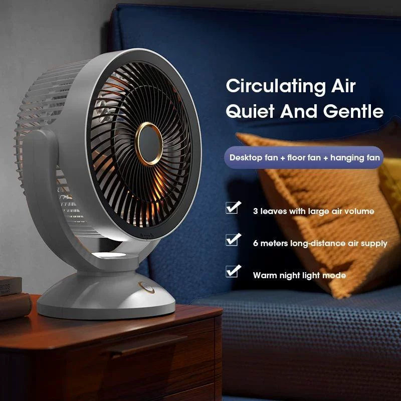 Compact Oscillating Table Fan USB Powered Quiet Brushless Motor Adjustable Tilt