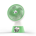 Portable Table Fan Battery Operated Panda Design 3-Speed Lightweight