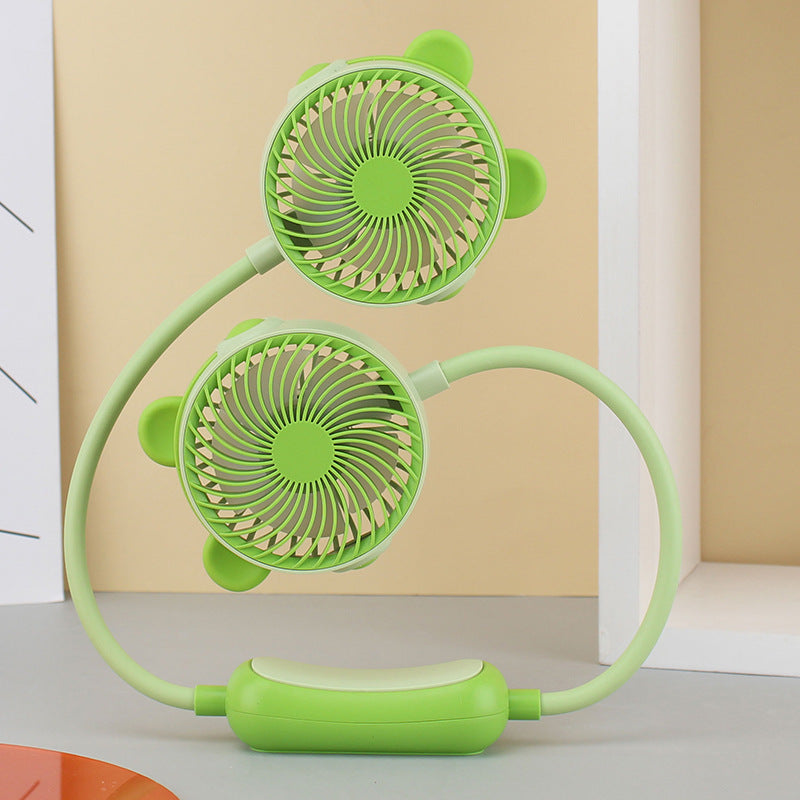 Ladies Portable Neck Fan Double Adjustable Blades Lightweight Ergonomic Design for Travel and Outdoor Use
