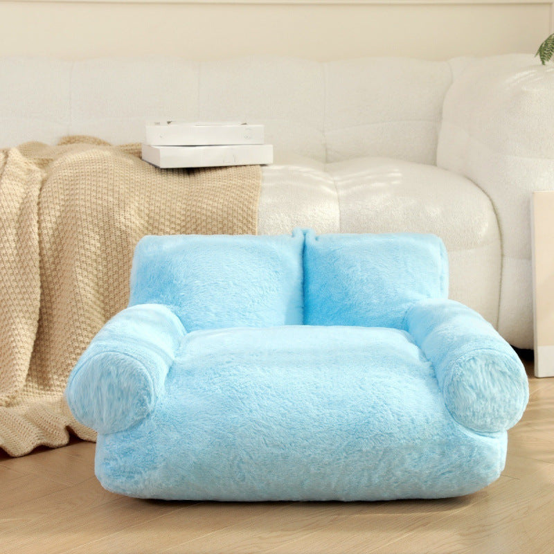 Women's Cozy Relax Armchair Plush Fabric Ergonomic Support Removable Cover