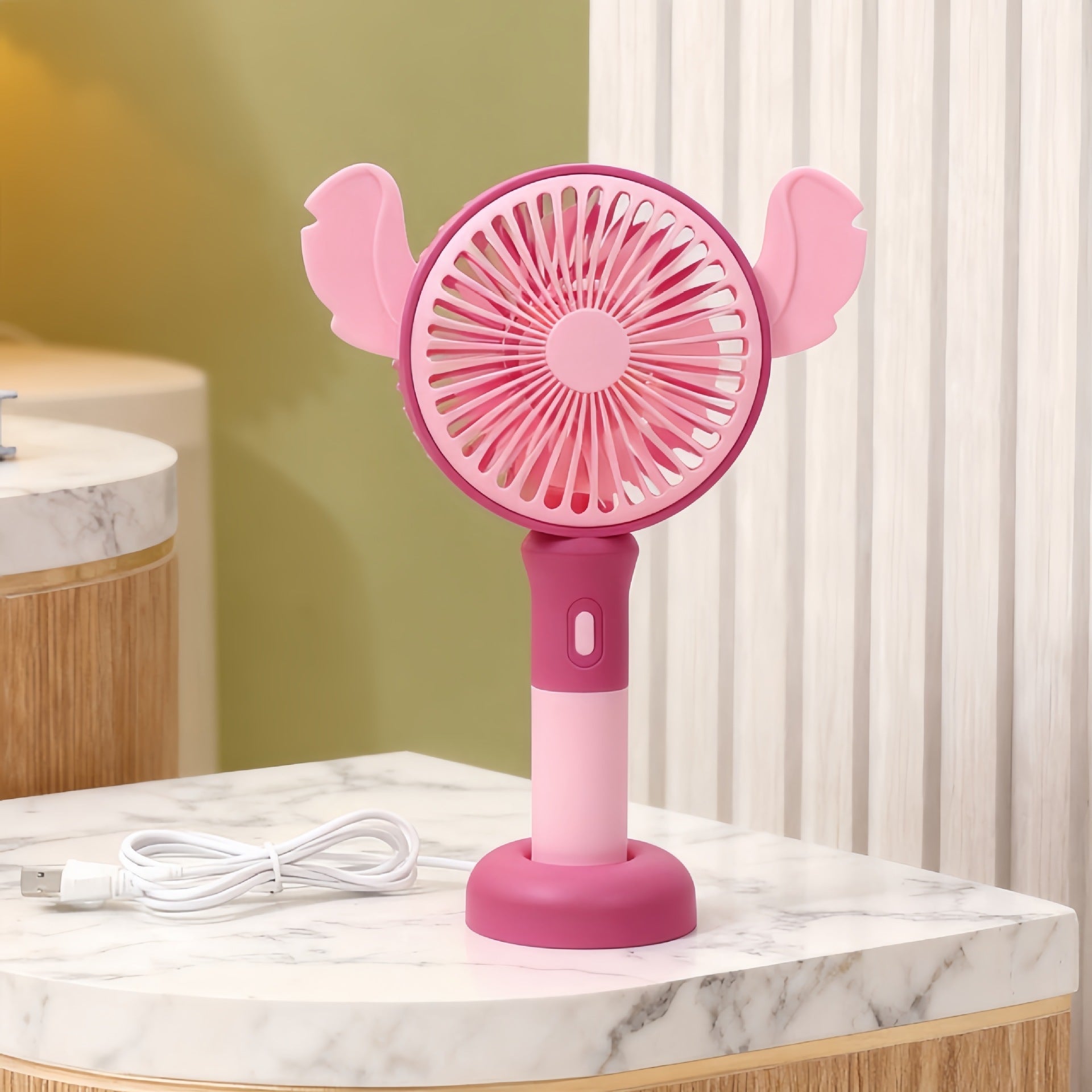 Portable Handheld Fan with Cute Animal Design USB Rechargeable Lightweight Personal Fan