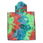 Women's Fleece Poncho with Hood Tie-Dye Pattern Soft Warm One Size