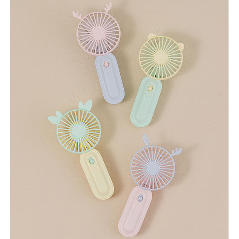 Women Portable Handheld Fan USB Rechargeable with Animal Ears Lightweight Adjustable Speed