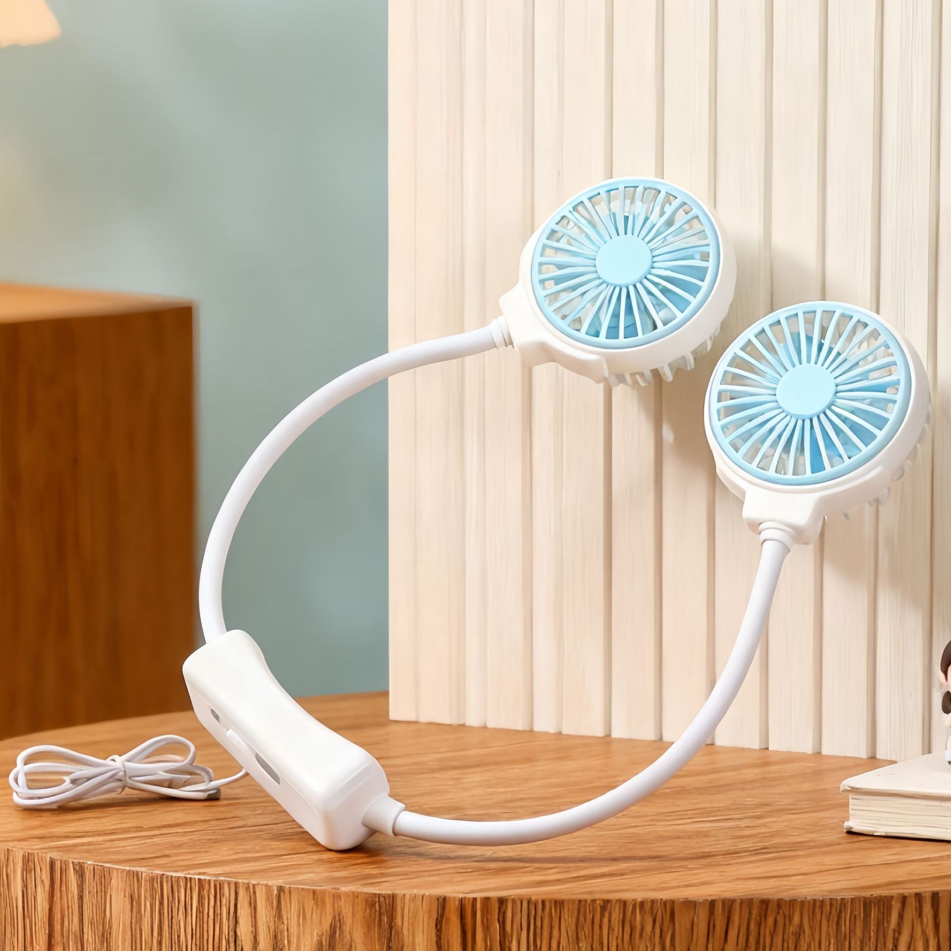 Women’s Portable Neck Fan Dual Vent Technology Rechargeable Lightweight Adjustable Speed