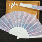 Ladies Decorative Fan Shimmering Shell Pattern Lightweight Portable Handheld Fan